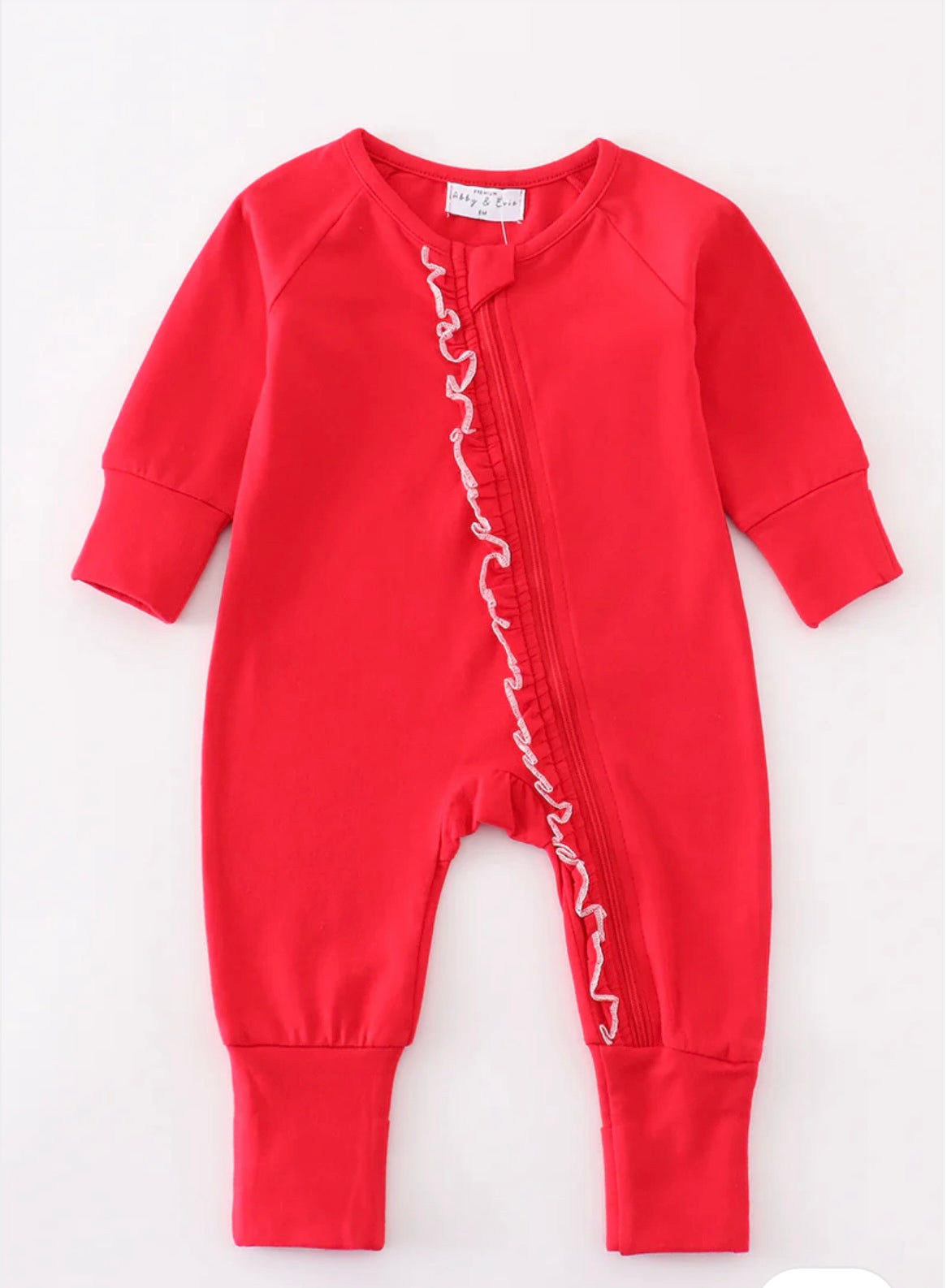 Red Zipper Ruffle Girl Sleeper