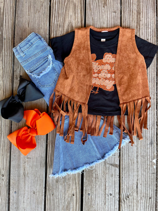 Cognac Fringe Vest